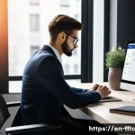 Home 22 사이버보안 생활 습관의 변화와 적응 - A modern home office setup showcasing a person enabling two-factor authentication on a sleek laptop ...