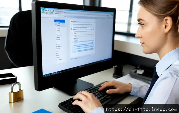 업무 중 사이버보안 실수 피하기 - Photorealistic modern office scene showing a focused employee carefully reviewing an email on a desk...